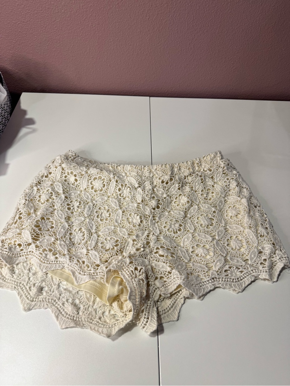 Crochet Lace Cream Women's Shorts